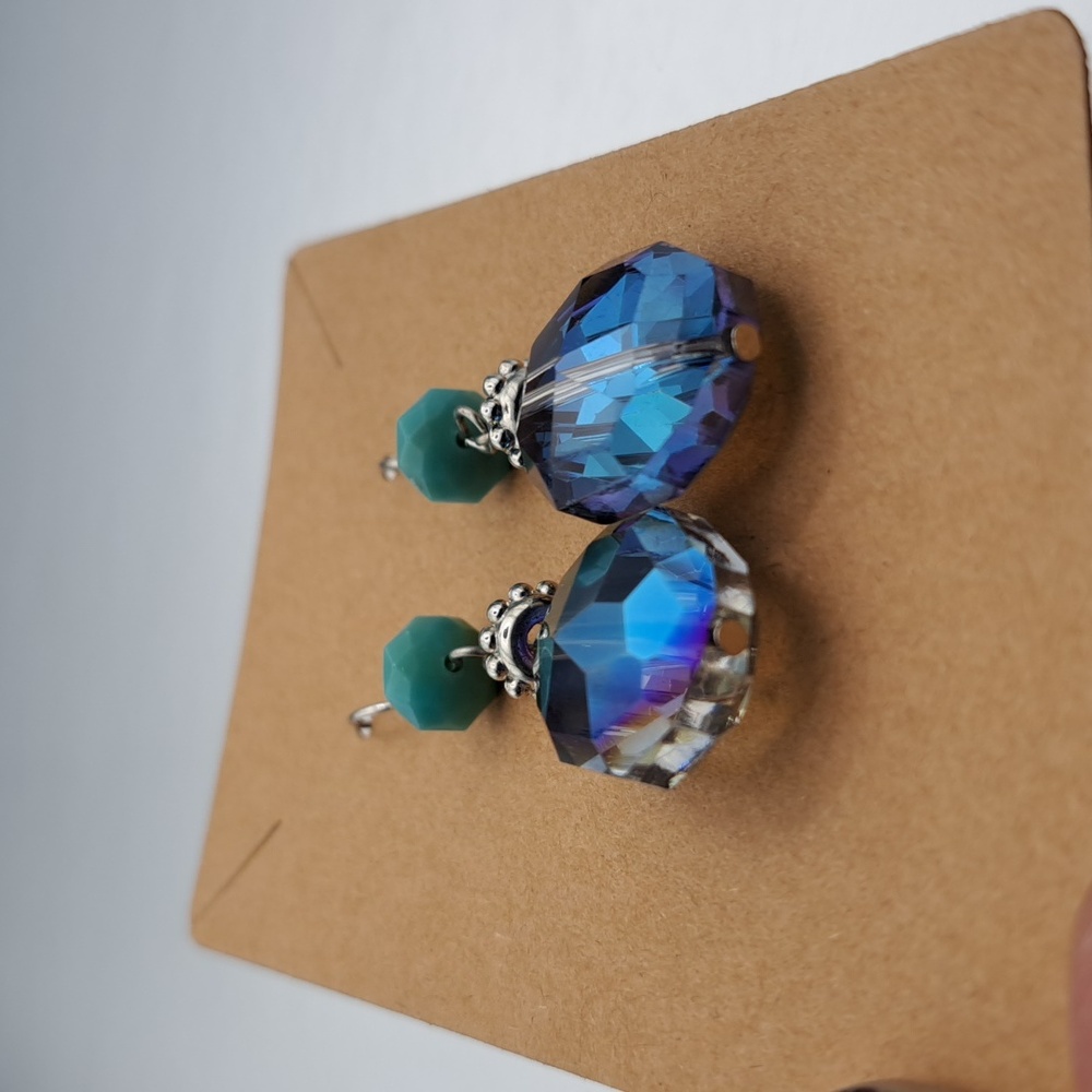 Blue and Turquoise Dangle  Fashion Earrings - Picture 4 of 5
